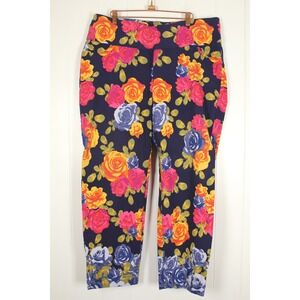 Soft Surroundings Superla Slim Leg Crop Pants Vibrant Multicolor Floral Print 18